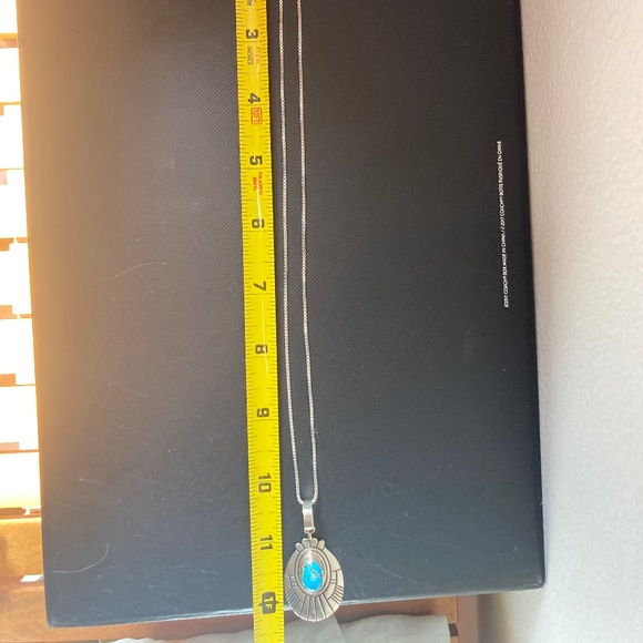 Native American Sterling Silver and Turquoise Pendant Necklace - Picture 6 of 6
